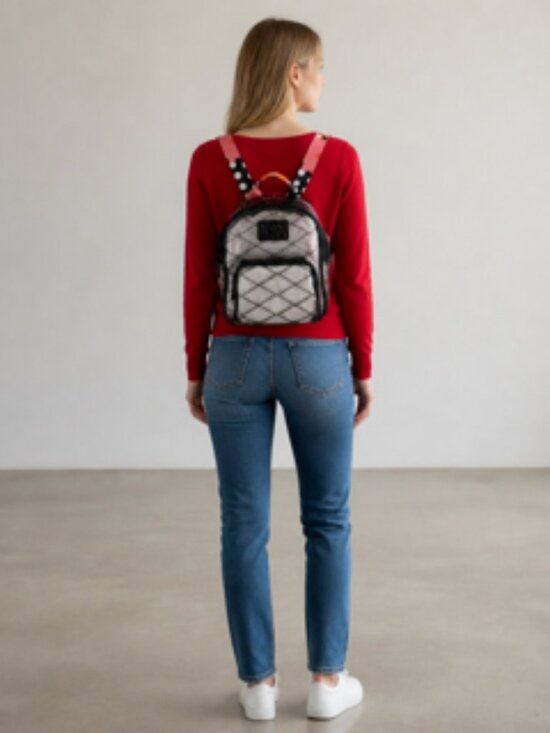 NEW Betsey Johnson Clear XOX Backpack Zip top Adjustable straps NWT main image 5